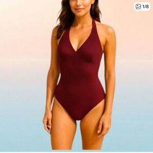 NWT SPANX mulberry pique shaping halter one piece Swimsuit size XL